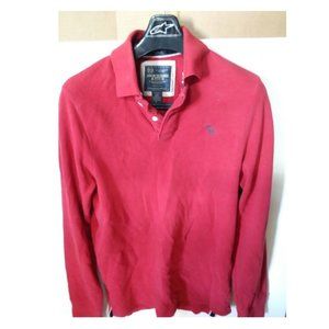 Abercrombie & Fitch Men's Muscle Fit Logo Red Long Sleeve Polo - Men's Large